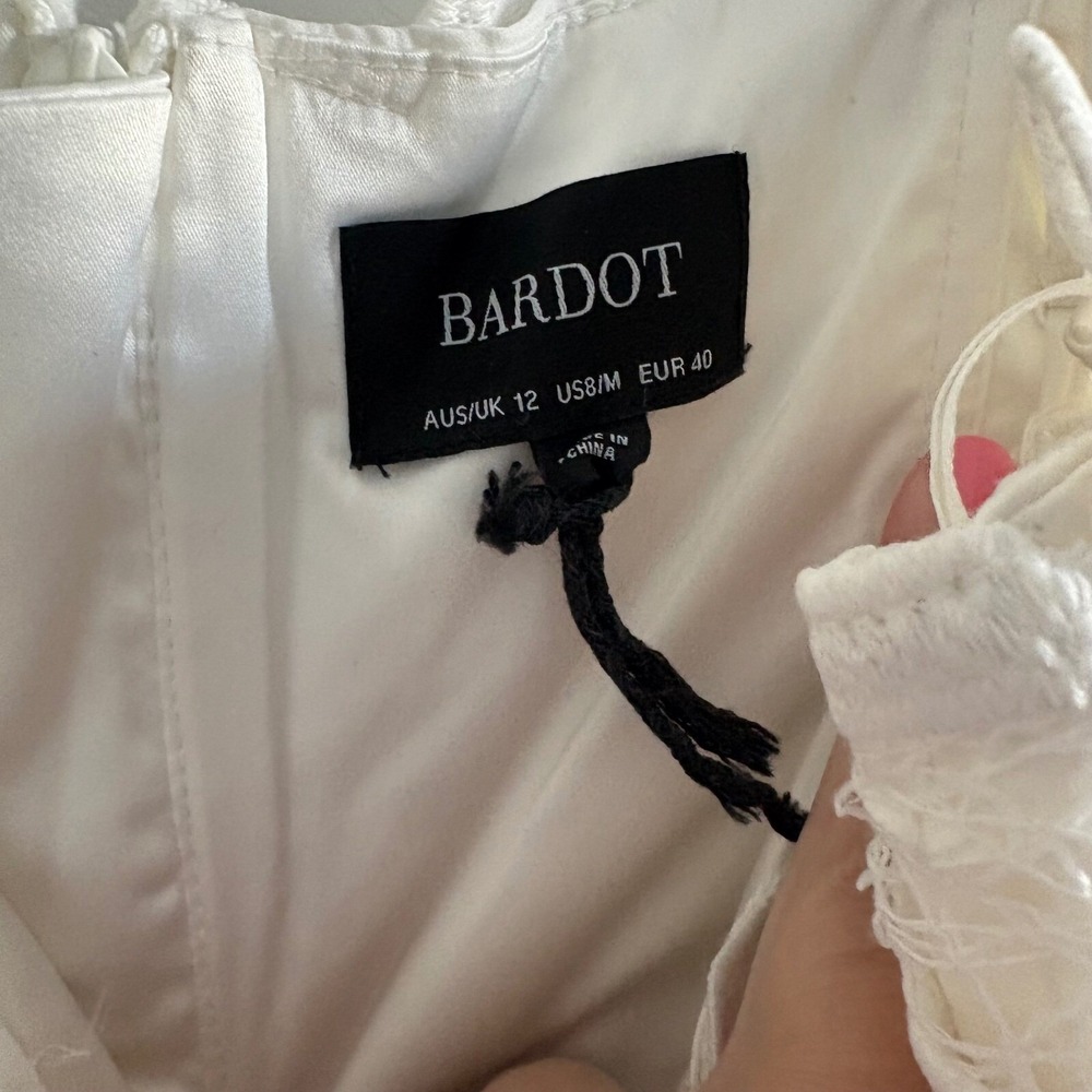 Bardot Lace Dress Cocktail Party Sleeveless White‎ Midi M - Picture 3 of 7